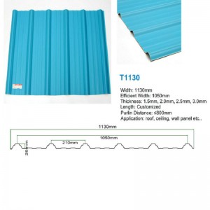 T1130青いASAポリ塩化ビニールUPVCの屋根瓦の台形波形のプラスチック屋根シート